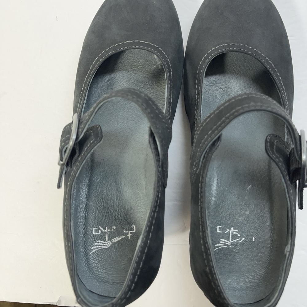 Dansko Sandra Mary Jane Shoes Black Nubuck Leather Wedge Pump Womens 37 US 6.5-7 - Picture 6 of 13